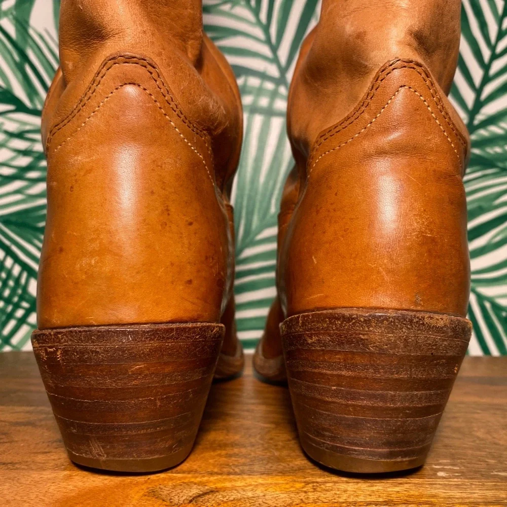 Frye Vintage Brown Leather Cowboy Boots Men’s 9.5 D USA - Picture 8 of 12